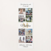 両面カスタムマントラホワイト&金ゴールドモノグラムフォト ヨガマット (正面)