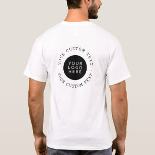 両面カスタム型素朴ラウンドのロゴと文字 Tシャツ