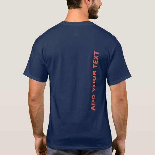 両面カスタム文字追加ネイビーブルーメンズ Tシャツ (裏面)