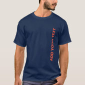 両面カスタム文字追加ネイビーブルーメンズ Tシャツ (正面)