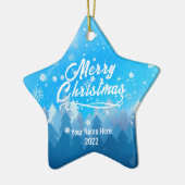 両面カスタム雪のクリスマススター セラミックオーナメント (左)