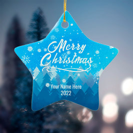 両面カスタム雪のクリスマススター セラミックオーナメント