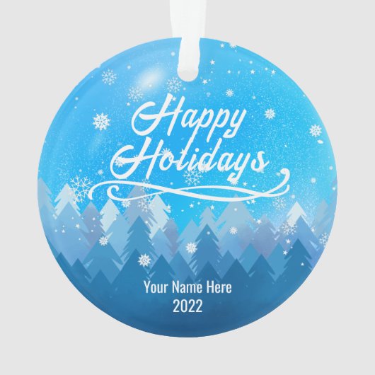 両面カスタム雪・森メリークリスマス オーナメント (裏面)