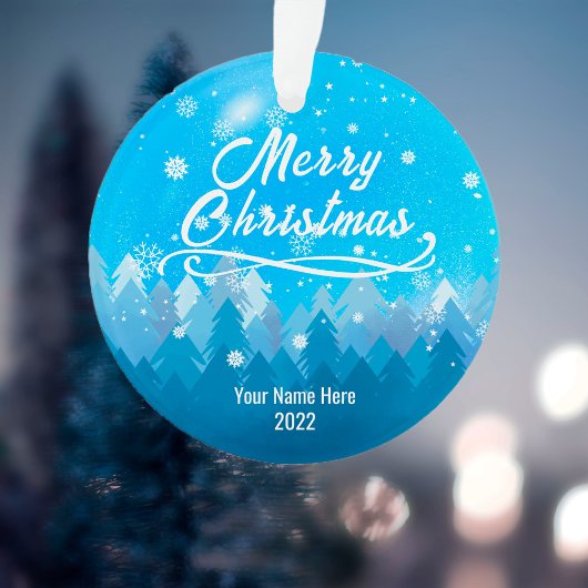 両面カスタム雪・森メリークリスマス オーナメント
