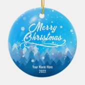 両面カスタム雪・森メリークリスマス セラミックオーナメント (正面)