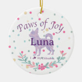 両面カスタム ラベンダー チワワ セラミックオーナメント (正面)