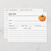 両面カボチャレシピ要求ブライダルシャワー エンクロージャーカード (正面/裏面)