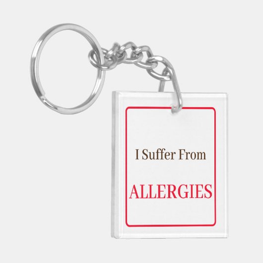 両面キーリング – アレルギーに苦しむ キーホルダー (正面左)