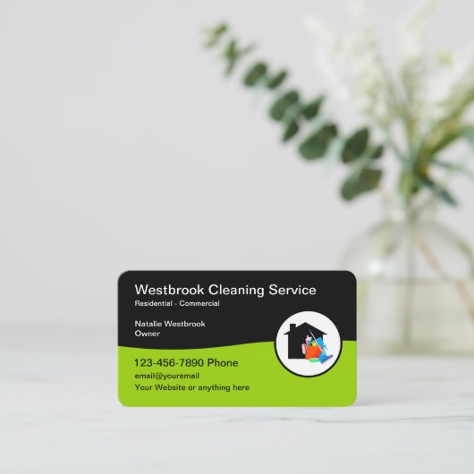 両面クモダンリーニングサービス 名刺 (スタンド正面)