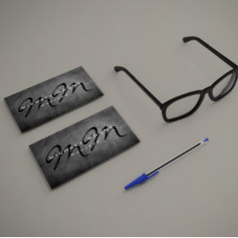 両面グレーの黒板モノグラムはっきりしたミニマリスト 名刺