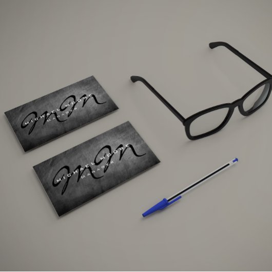 両面グレーの黒板モノグラムはっきりしたミニマリスト 名刺