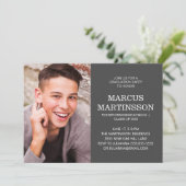 両面グレー卒業パーティー3写真 招待状 (スタンド正面)