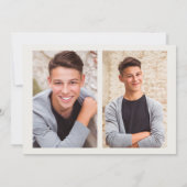 両面グレー卒業パーティー3写真 招待状 (裏面)