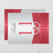 両面コーラルピンクとグレーのフローラテーブル番号 ポストカード (正面/裏面)