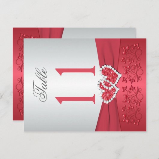 両面コーラルピンクとグレーのフローラテーブル番号 ポストカード (正面/裏面)