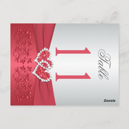 両面コーラルピンクとグレーのフローラテーブル番号 ポストカード (裏面)