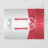 両面コーラルピンクとグレーのフローラテーブル番号 ポストカード (正面)