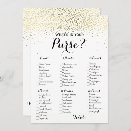 両面ゴールドコンフェッティベビーシャワー&ブライダルシャワーゲーム 招待状 (正面/裏面)