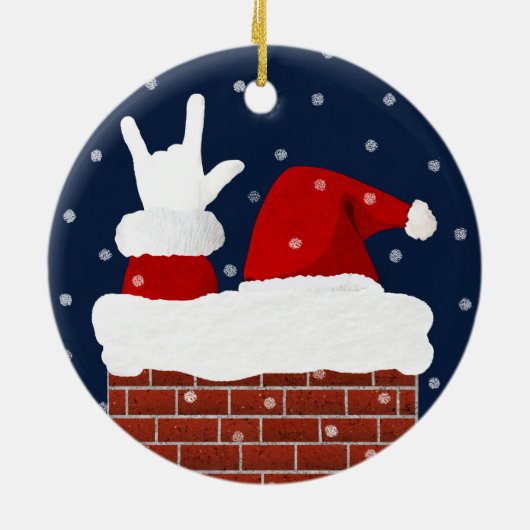 両面サンタオーナメントASLであなたを愛 セラミックオーナメント (裏面)