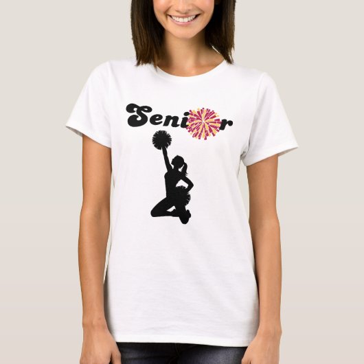 両面シニア・チアリーダー・デザイン(ワインレッド&黄色) Tシャツ (正面)