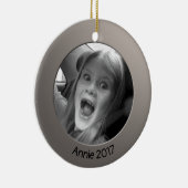 両面シルバー2 xカスタム写真と文字 セラミックオーナメント (右)