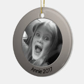 両面シルバー2 xカスタム写真と文字 セラミックオーナメント (左)