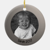 両面シルバー2 xカスタム写真と文字 セラミックオーナメント (裏面)