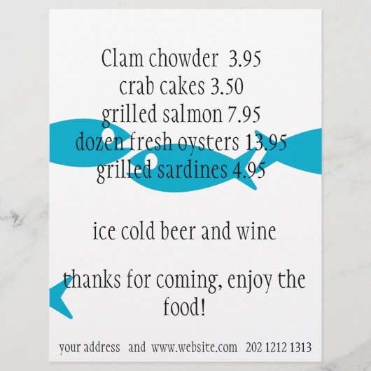 両面シーフードをテーマにしたメッドフライヤー (裏面)