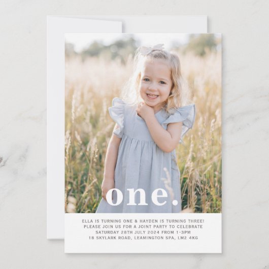 両面ジョイントフォト誕生日 – 男の子招待状 招待状 (正面)