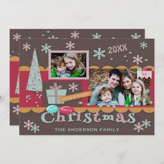 両面スクラップブック作りクリスマスフォトカード シーズンカード (正面/裏面)