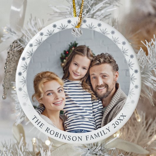 両面スタイリッシュシルバー雪片 セラミックオーナメント