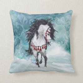 両面スノーホース装飾用クッション クッション