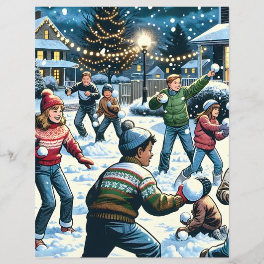 両面スノーボールファイトスクラップブック紙 (裏面)