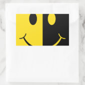 両面スマイリーフェイス 長方形シール (バッグ)