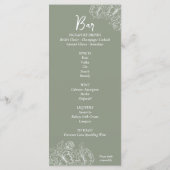 両面セージ緑ボホフローラ結婚ズ飲料+ メニュー (裏面)