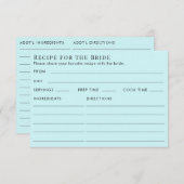 両面ターコイズライトブルーの結婚式前お茶会レシピカード エンクロージャーカード (正面/裏面)