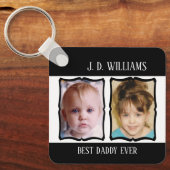 両面ダディ最高のーの追加の名前4フォトブラック キーホルダー (正面)