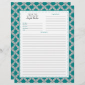 両面ティール(緑がかった色)レトロスターレシピページ (正面/裏面)