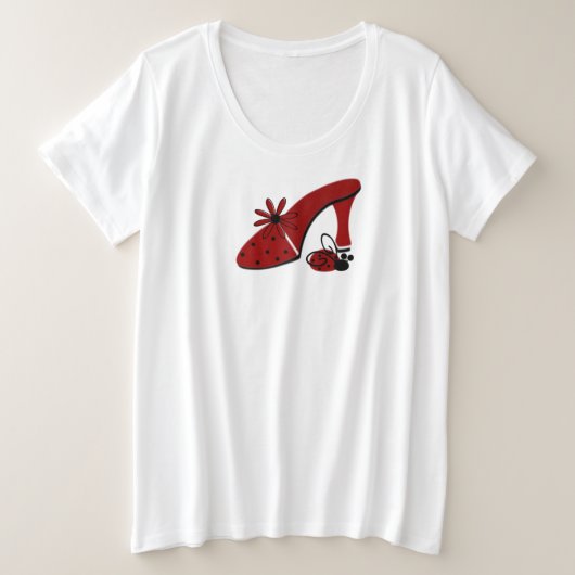 両面テントウムシ柄 女性用プラスサイズ プラスサイズTシャツ (デザイン正面)