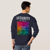両面テンプレートメンズセキュリティネイビーブルー Tシャツ (裏面フル)