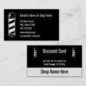 両面テンプレート白黒理容師ショップ割引 名刺 (正面/裏面)