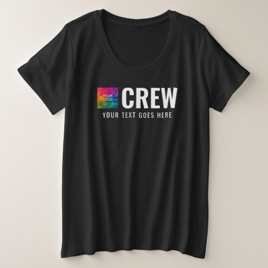 両面デザインビジネスロゴ女性クルー プラスサイズTシャツ (デザイン正面)