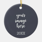 両面トレンディーインジゴ文字と画像テンプレート セラミックオーナメント (正面)