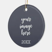 両面トレンディーインジゴ文字と画像テンプレート セラミックオーナメント (左)