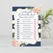 両面ネイビーゴールドの結婚式前お茶会ゲームサイズ 招待状 (スタンド正面)