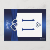 両面ネイビーブルーとホワイトテーブル番号 ポストカード (裏面)