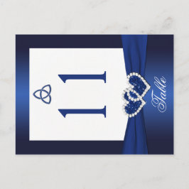 両面ネイビーブルーとホワイトテーブル番号 ポストカード