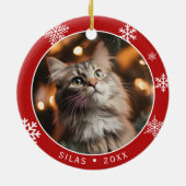 両面ネコの写真のクリスマス記念オーナメント セラミックオーナメント (裏面)