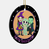 両面ハロウィンの子供とこうもり記念 セラミックオーナメント (右)