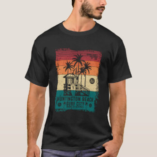 両面ハンティントンビーチサーフシティサーフィンスタイル Tシャツ